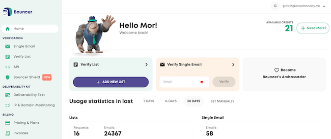 Bouncer email verification tools validation list cleaning