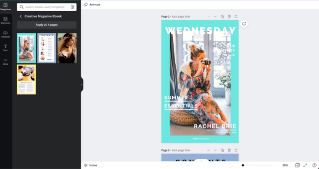 Herramienta gratuita de creación de ebooks de Canva