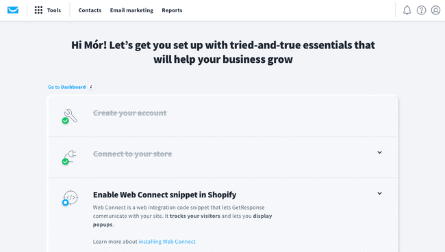 plataforma de automatización de email marketing Getresponse para Shopify